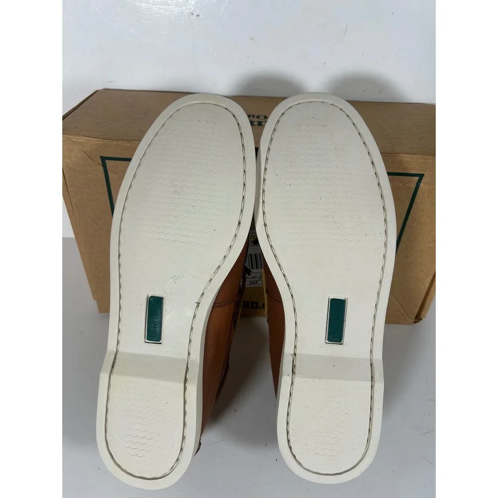 LL Bean Casco Bay Boat Mocs Mens 8.5 D Briar Brown Leather Loafers New